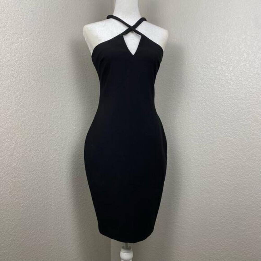 Likely Womens Dress 6 Black Criss Cross Halter LBD‎ Cocktail Vamp Revenge